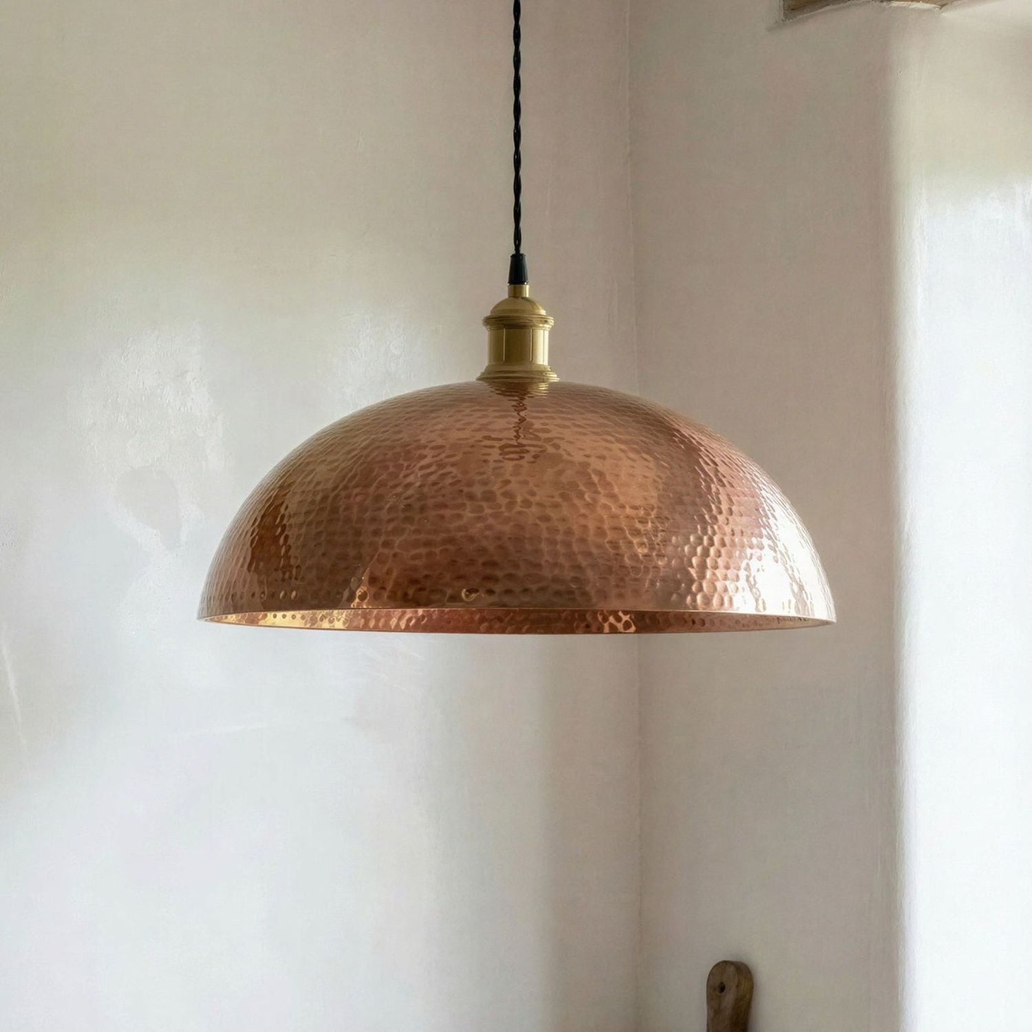 Copper Dome Pendant Light Hammered | Rustic Hammered Copper Ceiling Lamp for Kitchen